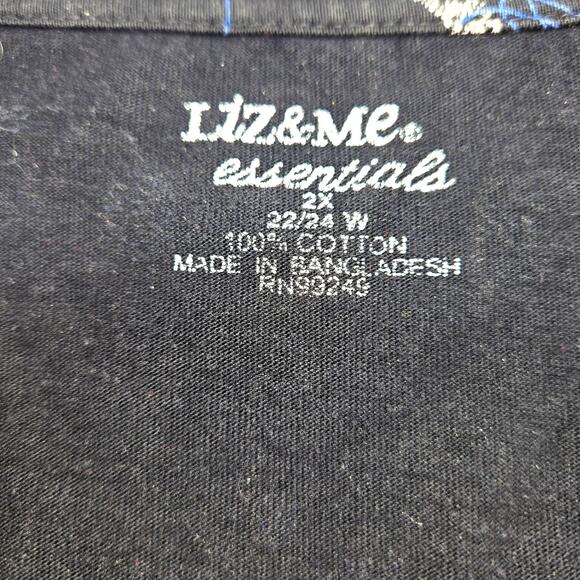 Liz & Me 2X Black Women's Sleeve Top Shirt Blouse Plus Size22W 24W XXL 2XL - Picture 3 of 5